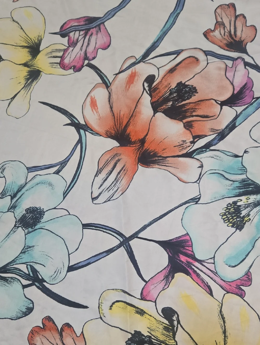 New Chico's Oversized Silky Versatile Pastel Watercolor Floral Print Shawl/Scarf